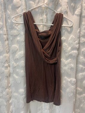 BCBGMAXAZRIA brown cowl neck top